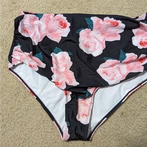 High Waisted Bikini Bottoms with Roses